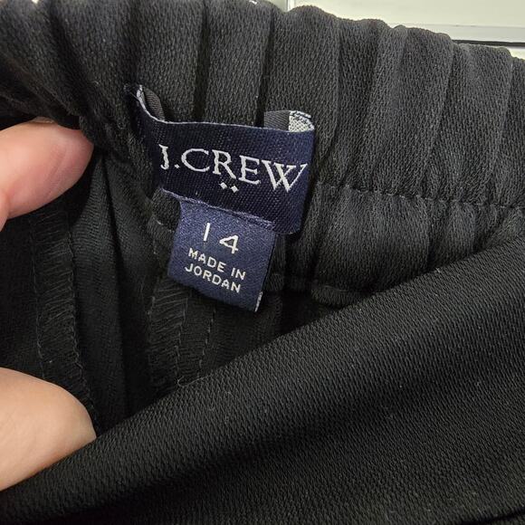 J. Crew Black Wide Leg Pants Pull On Full Length Elastic Waist Size 14 - Picture 3 of 8